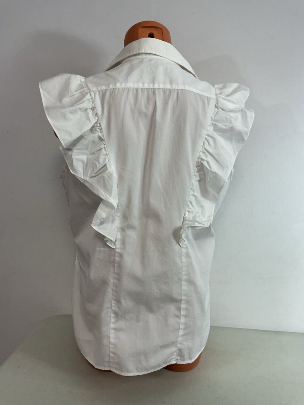 Ralph Lauren White Ruffle Shirt Blouse Womens Large - Picture 7 of 7